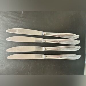 Four MCM Koba Japan FIVE Atomic Stars Both Sides Serrated Dinner Knives Vintage